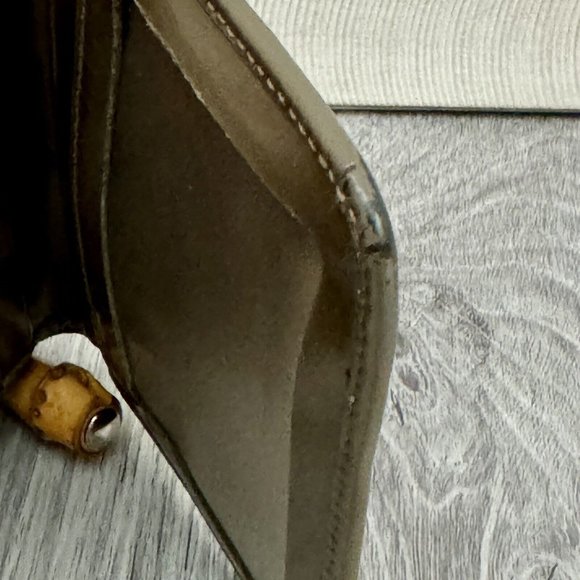 Gucci Bamboo Small Wallet Khaki Color Leather & Canvas Excellent Condition - Picture 6 of 16